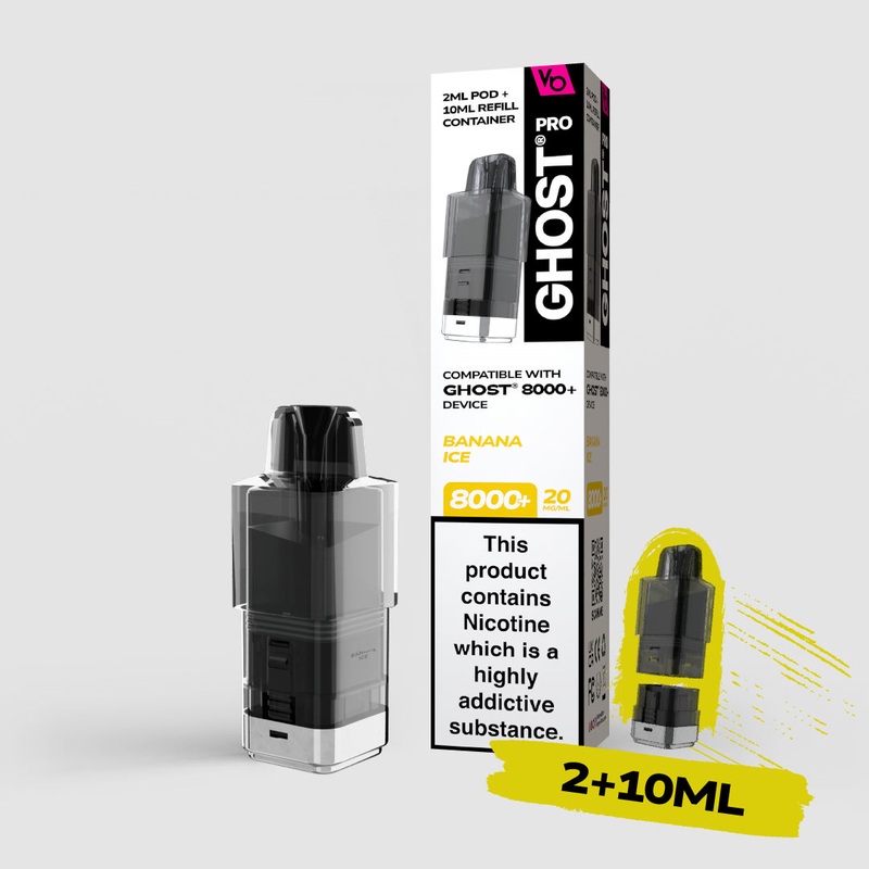 Banana Ice 2ML+10ML Pods|Ghost Pro 8000+ Pods|gb|ae|eu