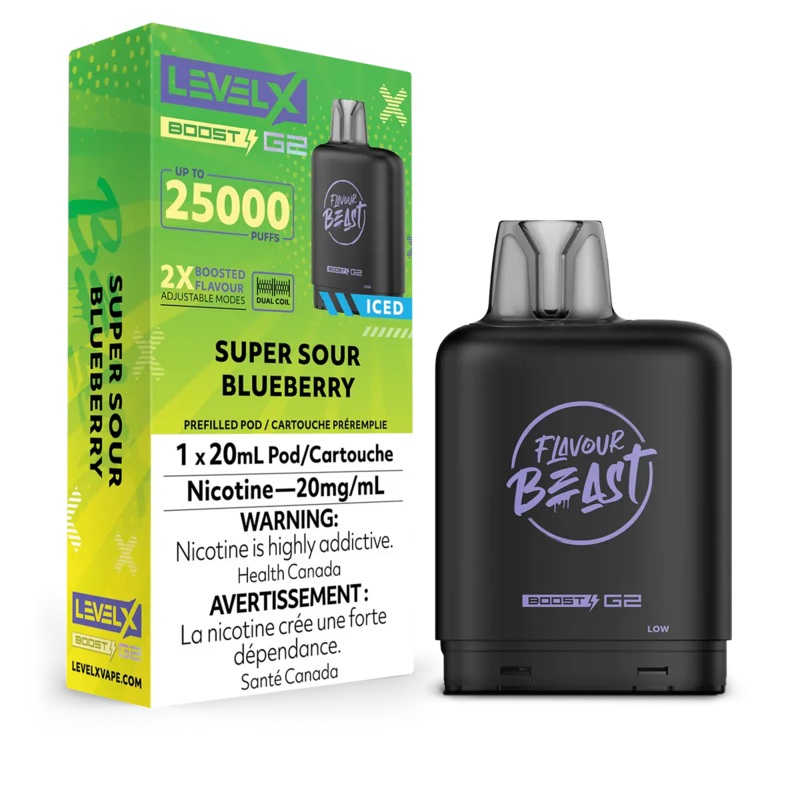 Level X Flavour Beast Boost G2 – Super Sour Blueberry Iced  20mg