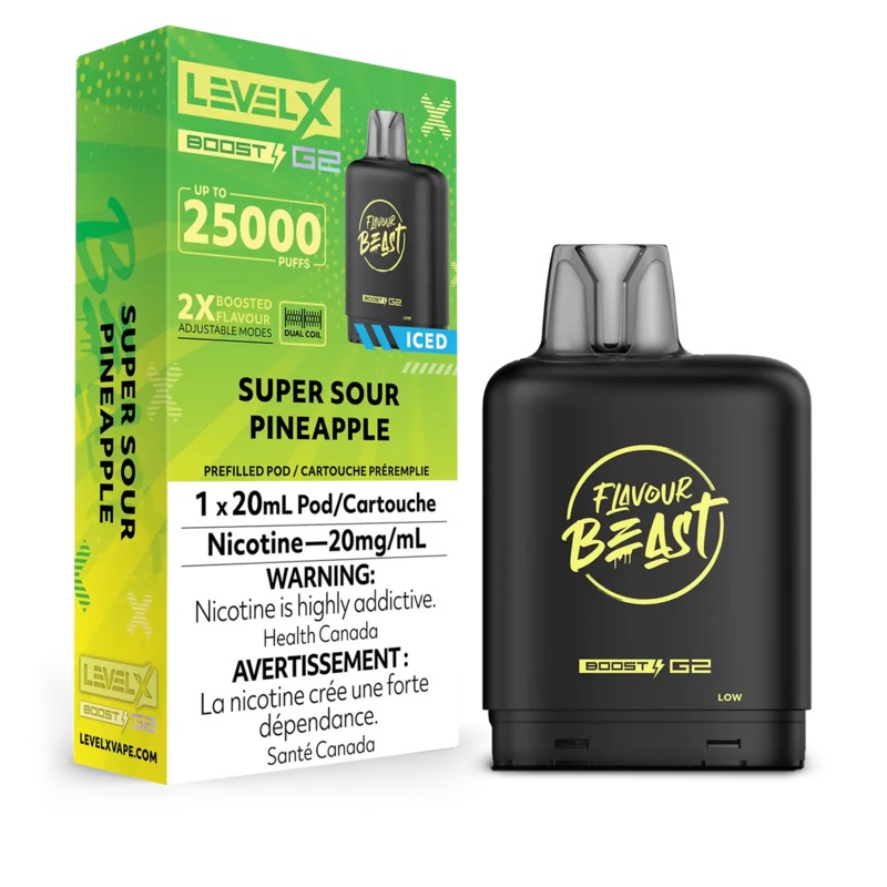 Level X Flavour Beast Boost G2 – Super Sour Pineapple Iced  20mg