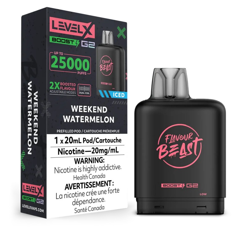 Level X Flavour Beast Boost G2 – Weekend Watermelon Iced  20mg