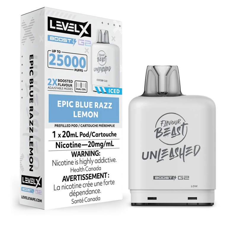 Level X Flavour Beast Unleashed Boost G2 – Epic Blue Razz Lemon Iced 20mg