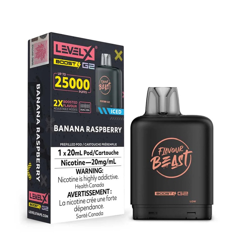 Level X Flavour Beast Boost G2 – Banana Raspberry Ice 20mg