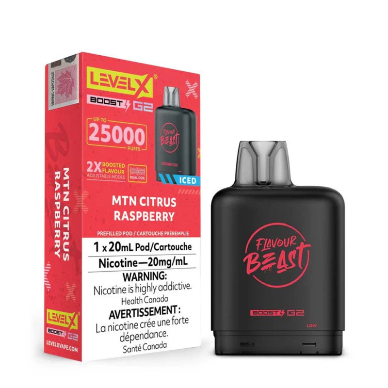 Level X Flavour Beast Boost G2 – MTN Citrus Raspberry Iced  20mg