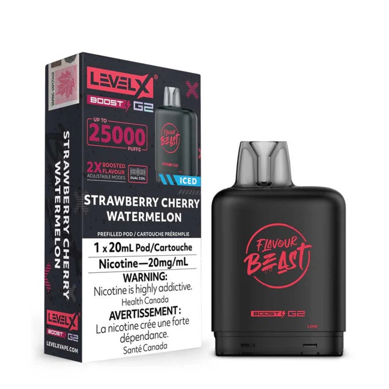 Level X Flavour Beast Boost G2 – Strawberry Cherry Watermelon Iced  20mg
