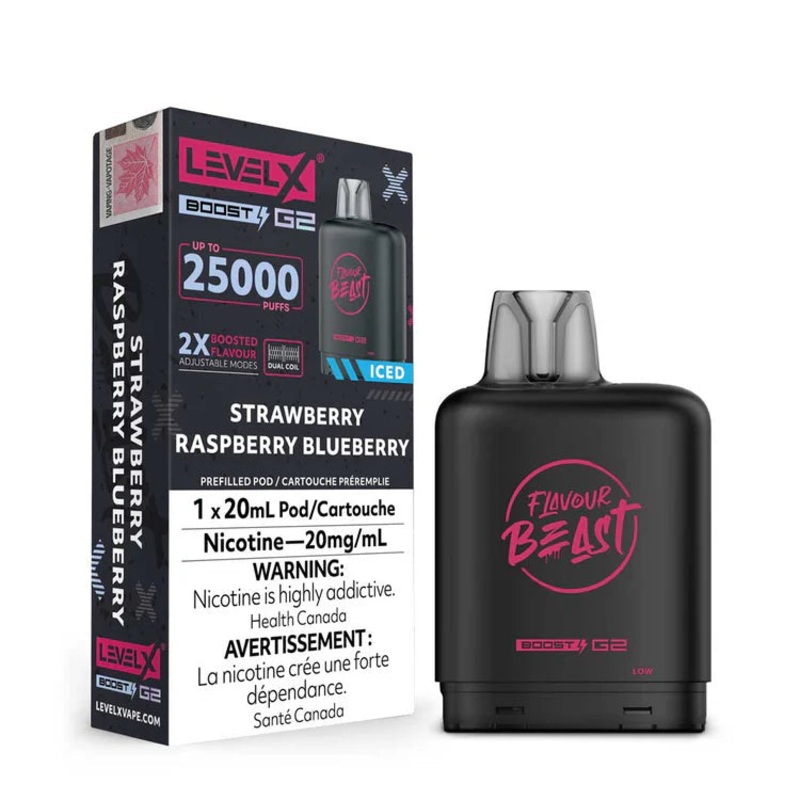 Level X Flavour Beast Boost G2 – Strawberry Raspberry Blueberry Iced 20mg