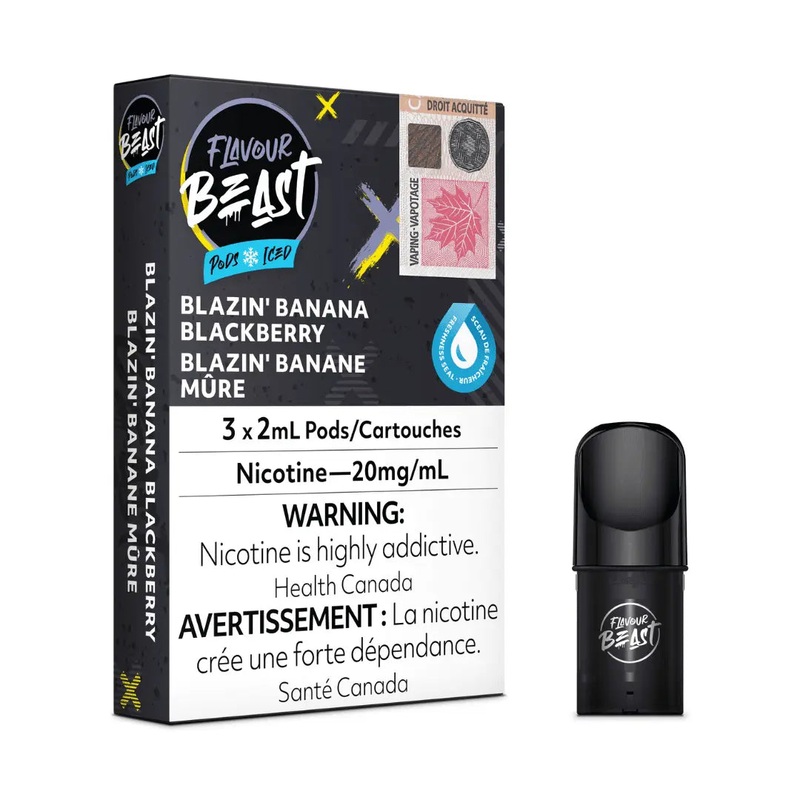 Flavour Beast Disposable Pods|Blazin’ Blackberry Banana Iced|Bomb Blue Razz|Lemon Squeeze Iced|Lit Lychee Watermelon|Mad Mango Peach|Packin’ Peach Berry|Ragin’ Razz Mango Iced|Chillin Coffee Iced