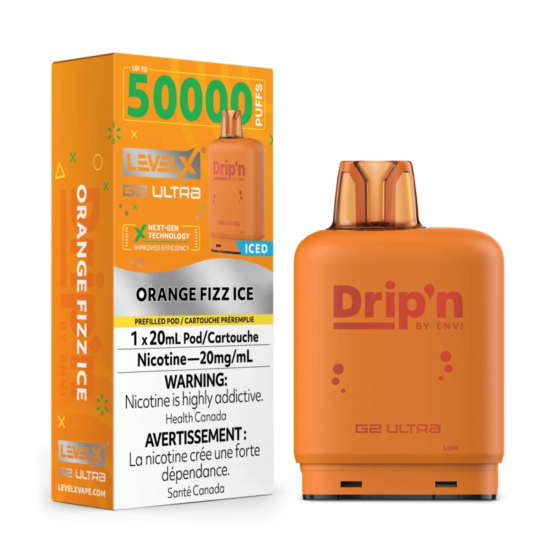 Level X Drip’n G2 Ultra Pod – Orange Fizz Ice 20mg