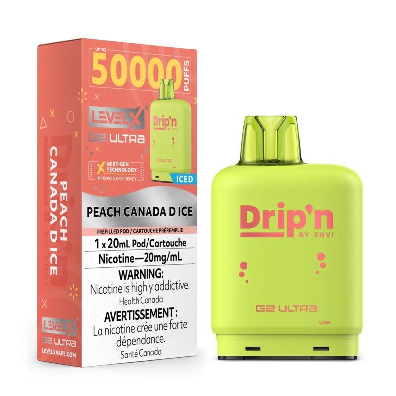 Level X Drip’n G2 Ultra Pod – Peach Canada D Ice 20mg