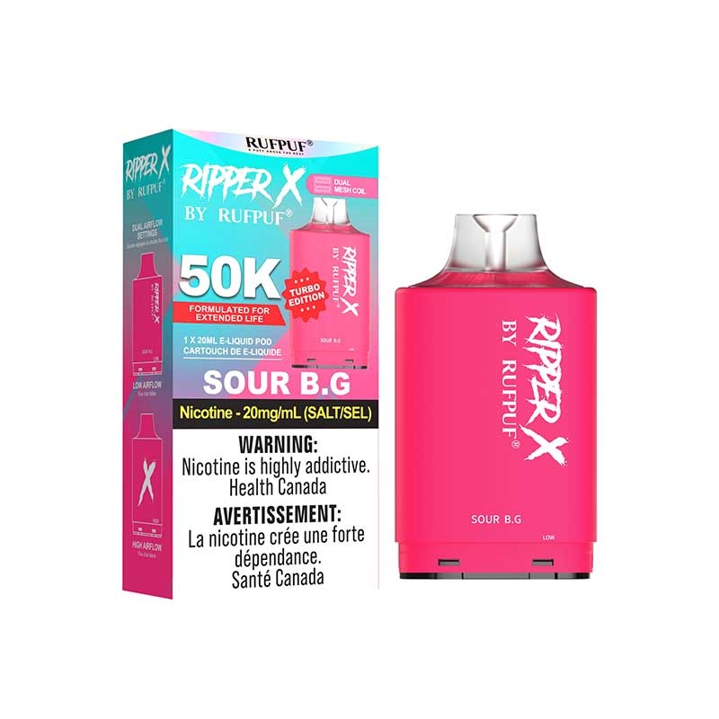 RIPPER X by RUFPUF 50K Pod –  Sour B.G. 20mg