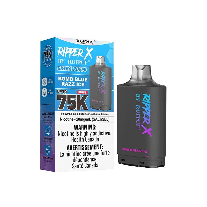 RIPPER X by RUFPUF 75K Pod – Bomb Blue Razz Ice 20mg