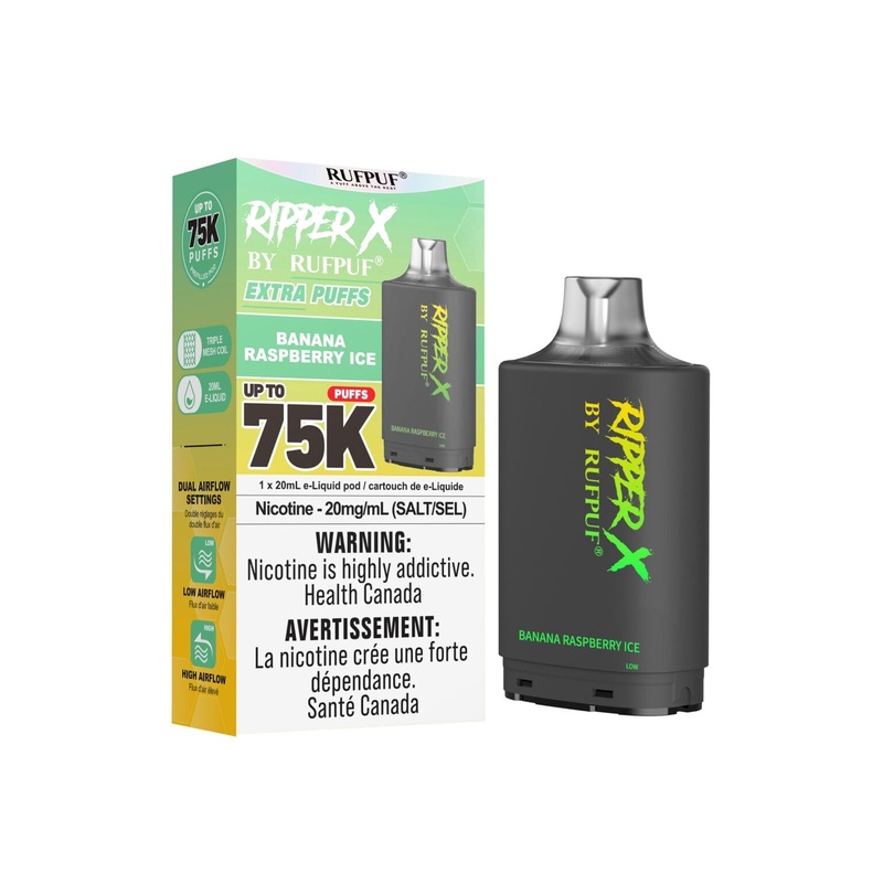 RIPPER X by RUFPUF 75K Pod – Banana Raspberry Ice 20mg