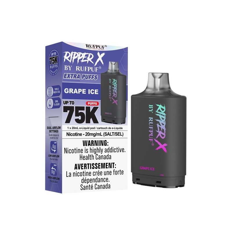 RIPPER X by RUFPUF 75K Pod – Grape Ice 20mg