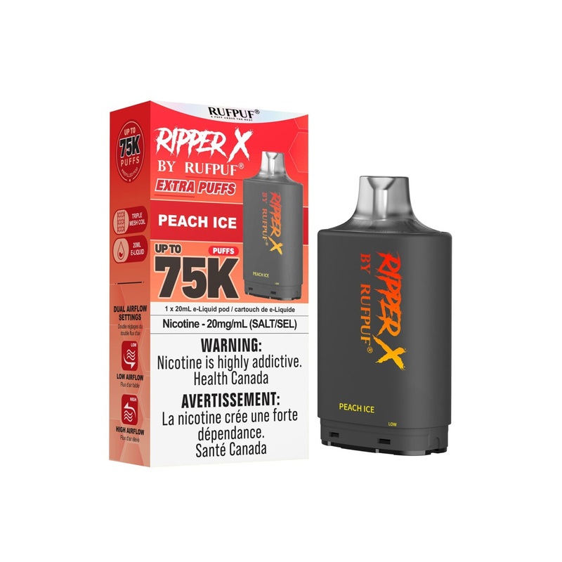 RIPPER X by RUFPUF 75K Pod – Peach Ice 20mg