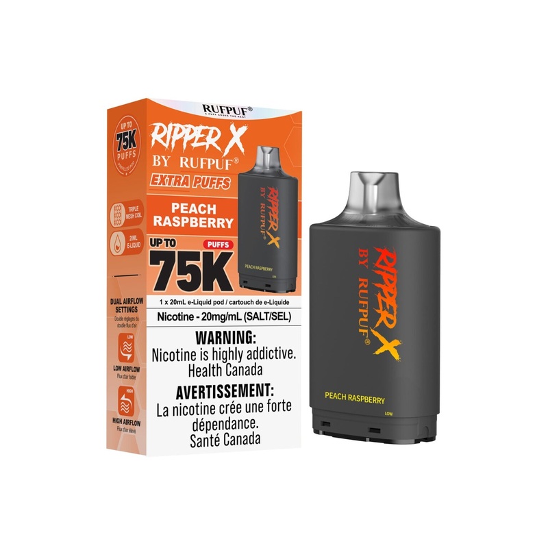 RIPPER X by RUFPUF 75K Pod – Peach Raspberry 20mg