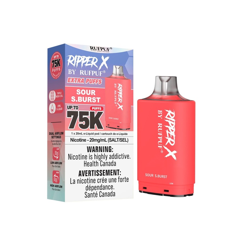 RIPPER X by RUFPUF 75K Pod – Sour S. Burst 20mg