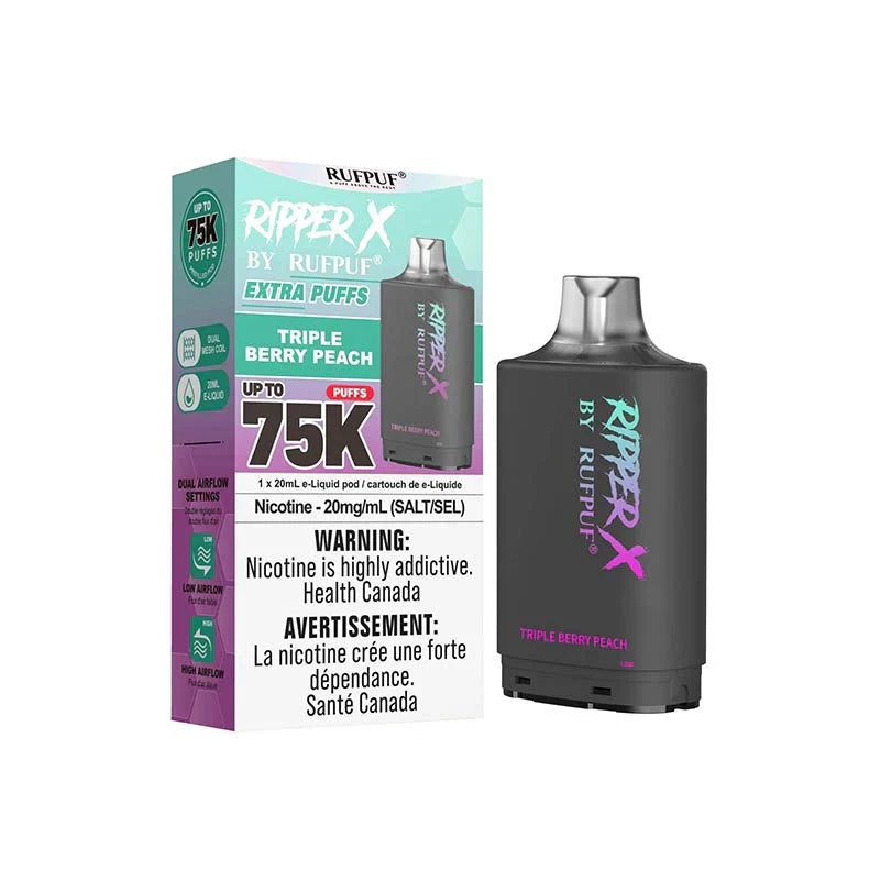 RIPPER X by RUFPUF 75K Pod – Triple Berry Peach 20mg