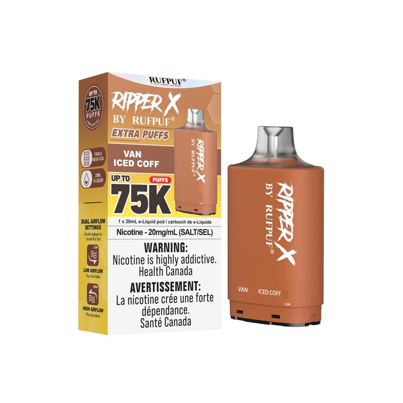 RIPPER X by RUFPUF 75K Pod – Van Iced Coff 20mg