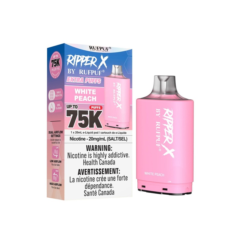 RIPPER X by RUFPUF 75K Pod – White Peach 20mg