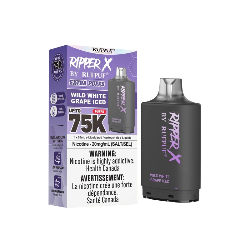 RIPPER X by RUFPUF 75K Pod – Wild White Grape Iced 20mg
