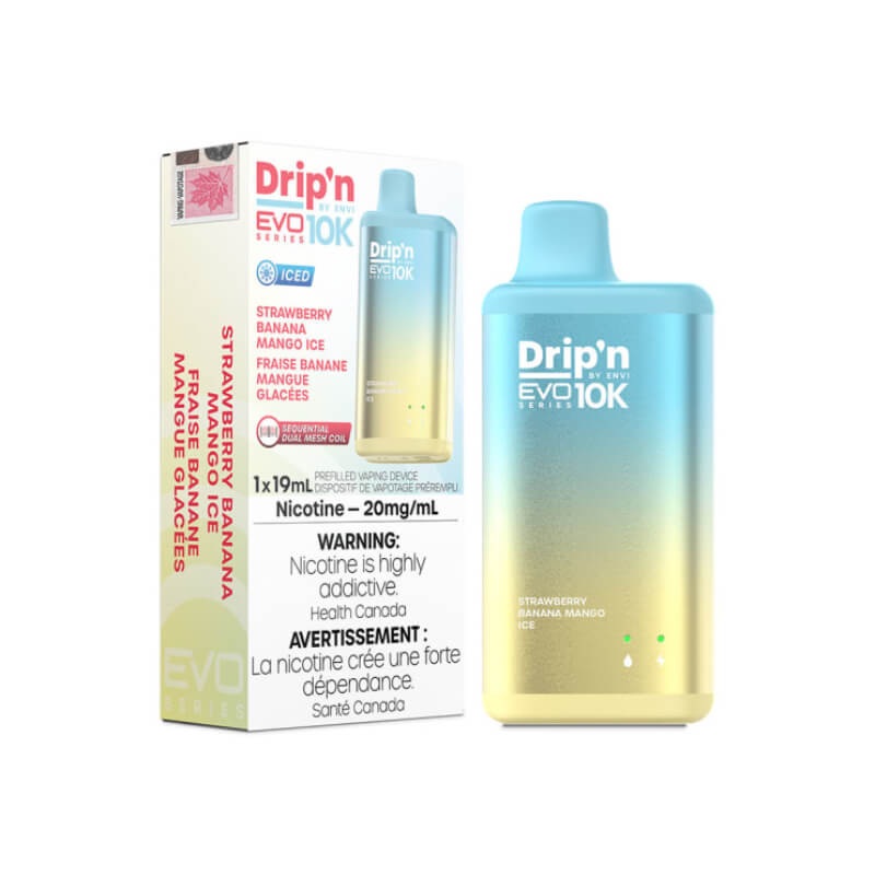 Drip’n Evo 10K Disposable Vape – Strawberry Banana Mango Ice (10000 Puffs)