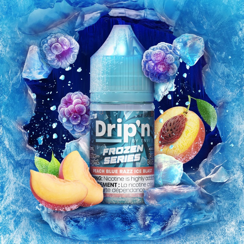 Drip’n Frozen E-Liquid – Peach Blue Razz Ice Blast (ON)