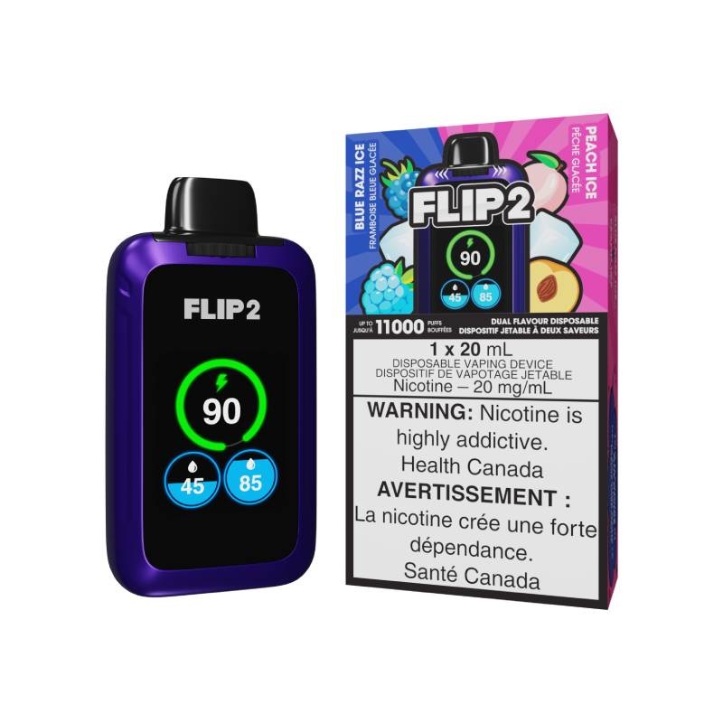 Flip Bar 2 Disposable – Blue Razz Ice & Peach Ice, 20ML