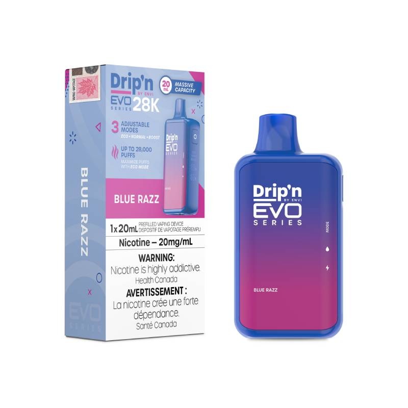 Envi Drip’n Evo 28K Disposable Vape – Blue Razz, 20ML