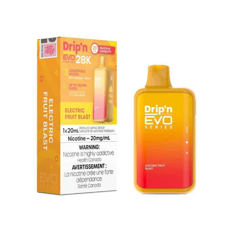 Envi Drip’n Evo 28K Disposable Vape – Electric Fruit Blast, 20ML