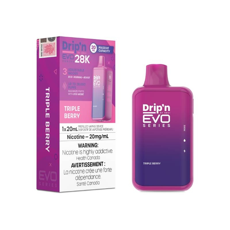 Envi Drip’n Evo 28K Disposable Vape – Triple Berry, 20ML