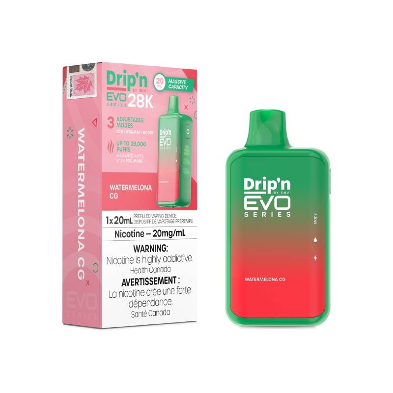 Envi Drip’n Evo 28K Disposable Vape – Watermelona CG, 20ML