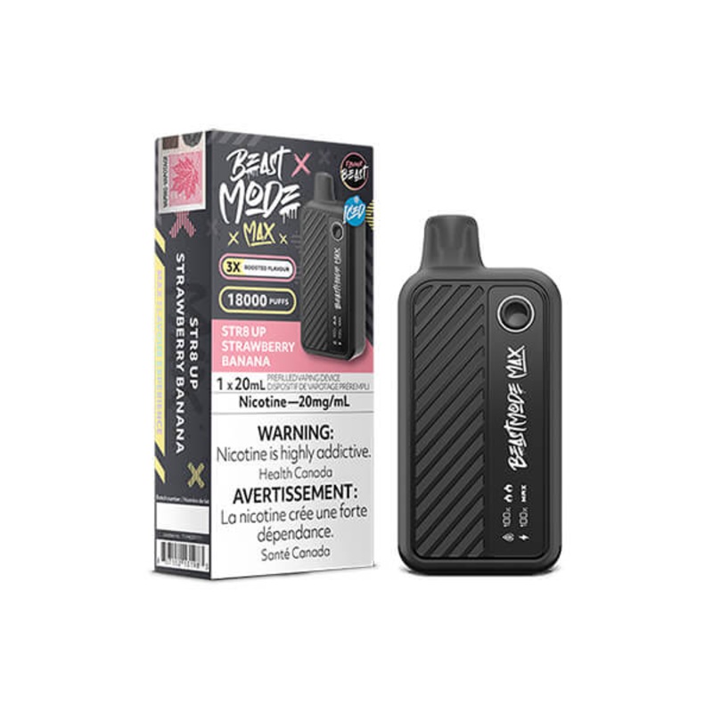 Flavour Beast – Beast Mode Max 18K Disposable: STR8 UP Strawberry Banana, 20ML