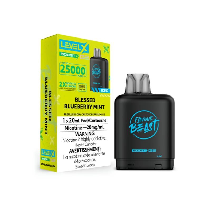 Level X Boost Flavour Beast G2 Pods – Blessed Blueberry Mint Iced, 25K Puffs