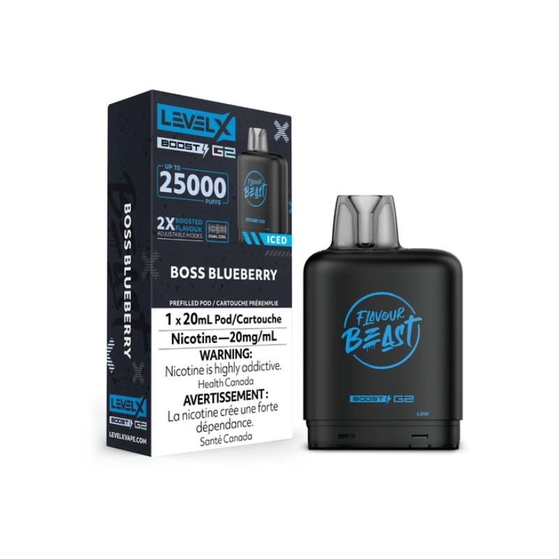 Level X Boost Flavour Beast G2 Pods – Boss Blueberry Iced, 25K Puffs