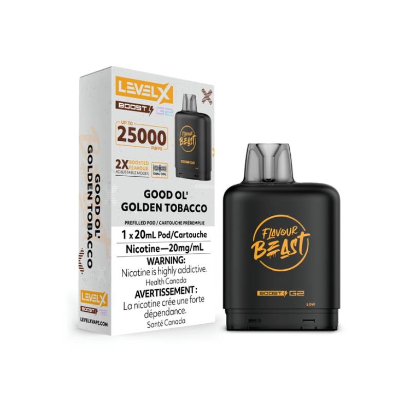 Level X Boost Flavour Beast G2 Pods – Good Ol’ Tobacco, 25K Puffs