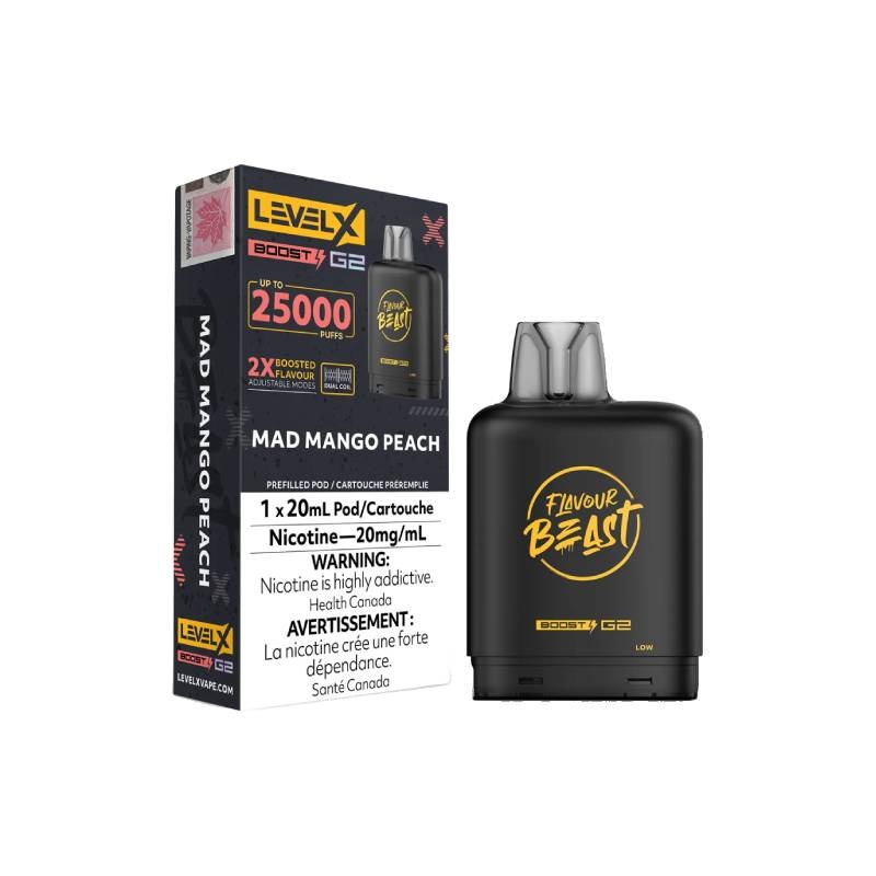 Level X Boost Flavour Beast G2 Pods – Mad Mango Peach, 25K Puffs