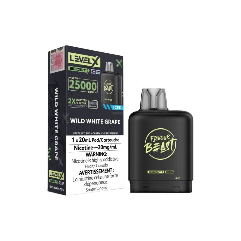 Level X Boost Flavour Beast G2 Pods – Wild White Grape Iced, 25K Puffs
