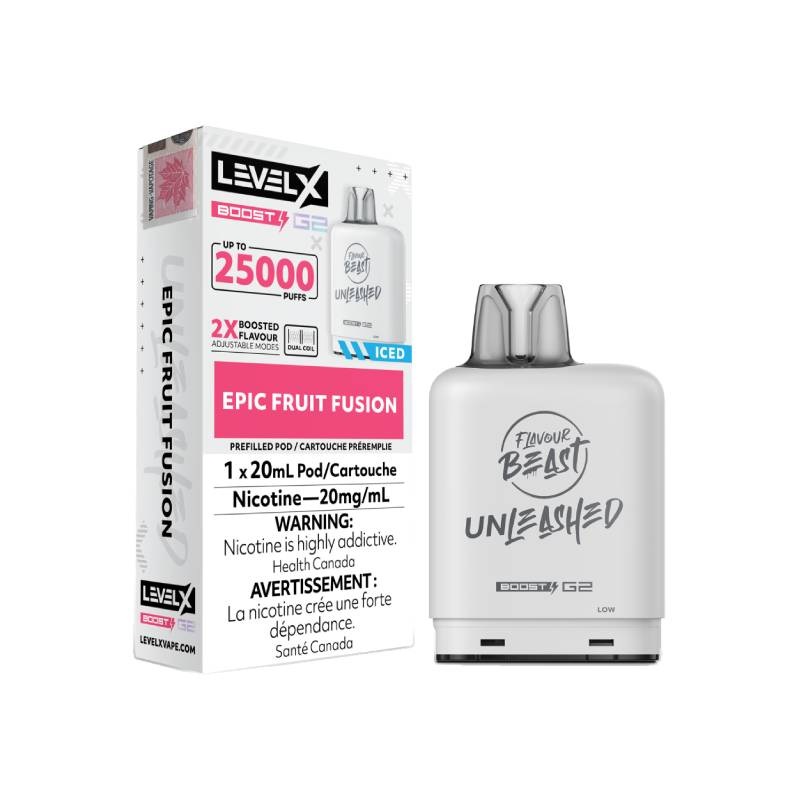 Level X Boost Flavour Beast Unleashed G2 Pods – Epic Fruit Bomb, 25K Puffs