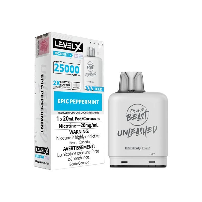 Level X Boost Flavour Beast Unleashed G2 Pods – Epic Peppermint, 25K Puffs