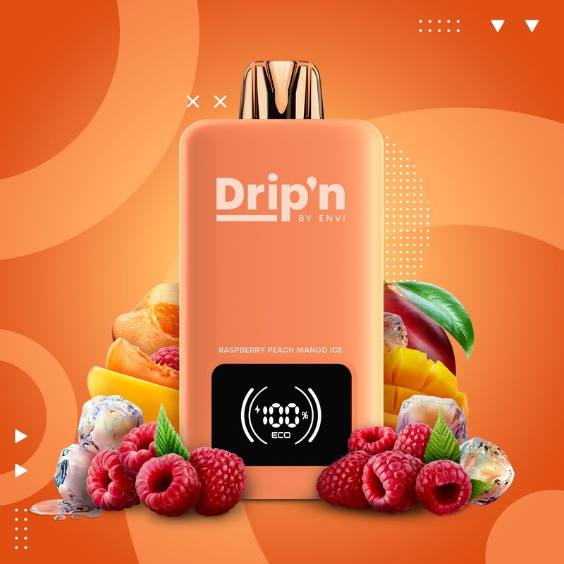 Drip’n by Envi 26ML Disposable – Raspberry Peach Mango Ice