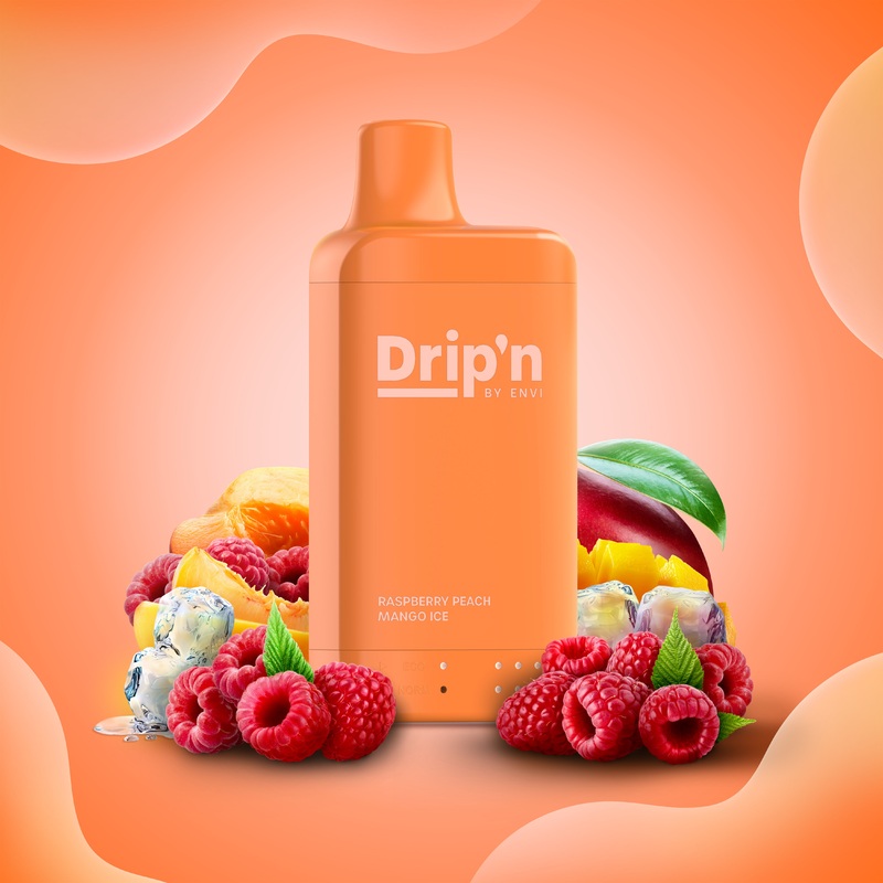 Drip’n by Envi 8ML Disposable – Raspberry Peach Mango Ice (ON)