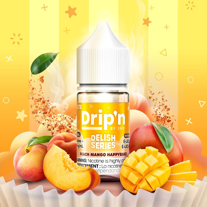 Drip’n Delish E-Liquid – Peach Mango Happybake (ON)