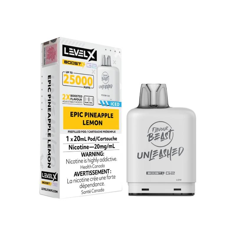 Level X Boost Flavour Beast Unleashed G2 Pods – Epic Pineapple Lemon, 25K Puffs