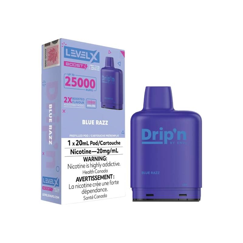 Level x Drip’n by Envi Blue Razz G2 Pods – 20mL, 25K Puffs