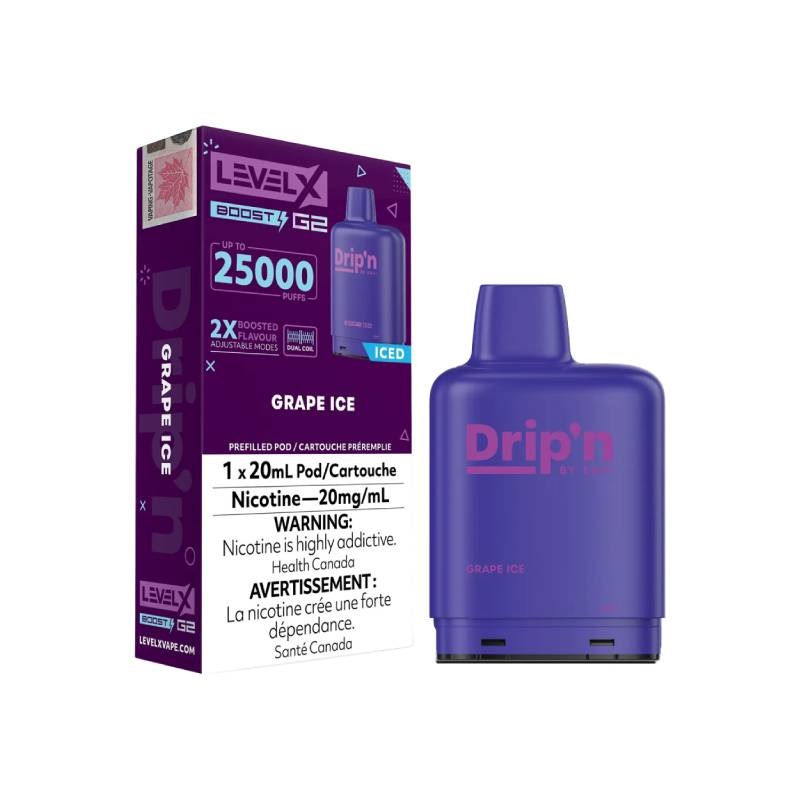Level x Drip’n by Envi Grape Ice G2 Pods – 20mL, 25K Puffs