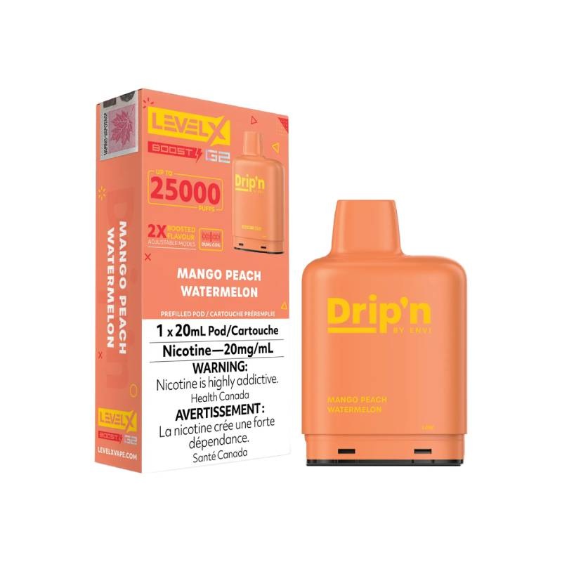 Level x Drip’n by Envi Mango Peach Watermelon G2 Pods – 20mL, 25K Puffs
