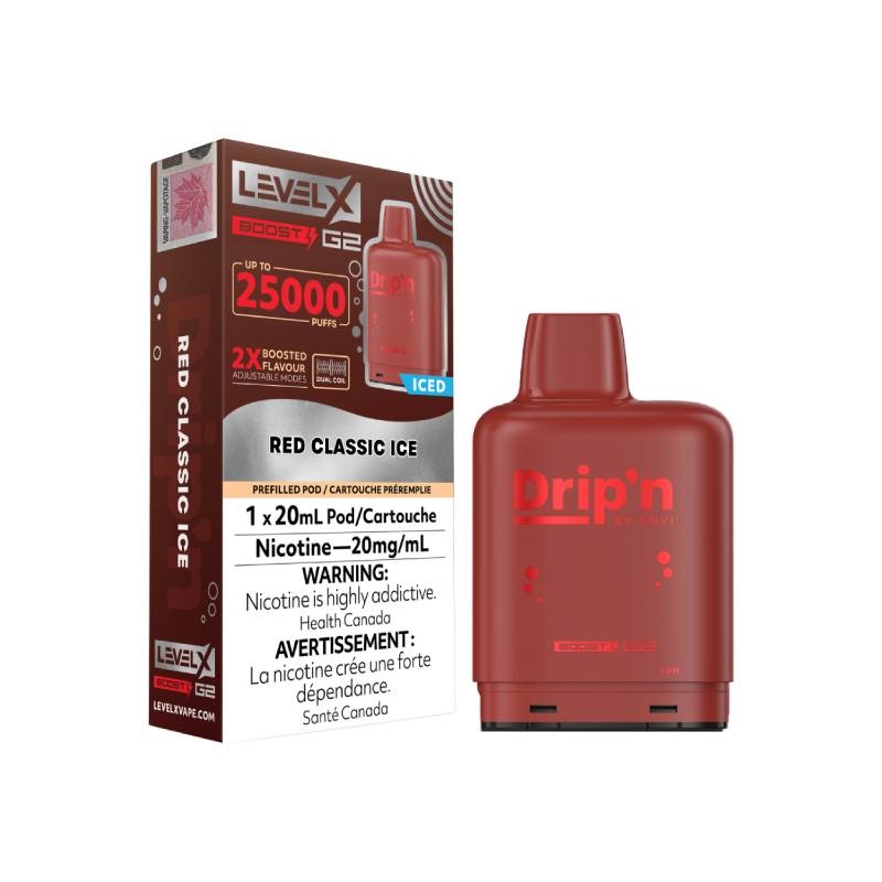 Level x Drip’n by Envi Red Classic Ice G2 Pods – 20mL, 25K Puffs