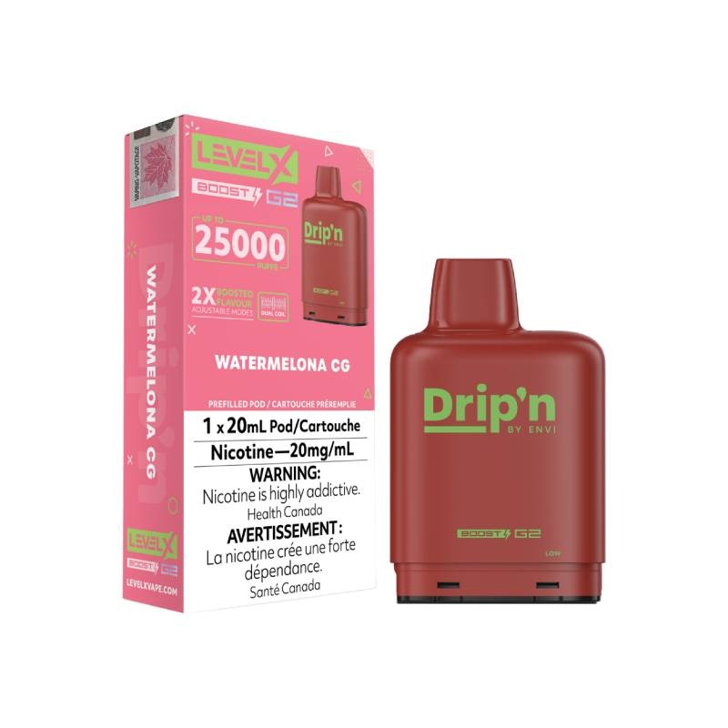 Level x Drip’n by Envi Watermelona CG G2 Pods – 20mL, 25K Puffs