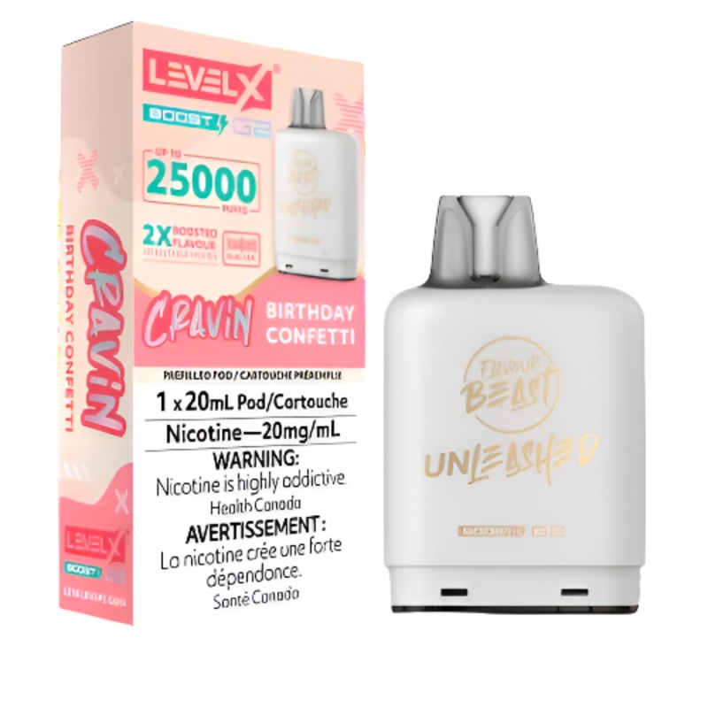 Level X Boost Flavour Beast Cravin G2 Pods – Birthday Confetti