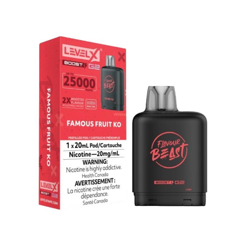 Level X Boost Flavour Beast G2 Pods – Famous Fruit KO, 25K Puffs