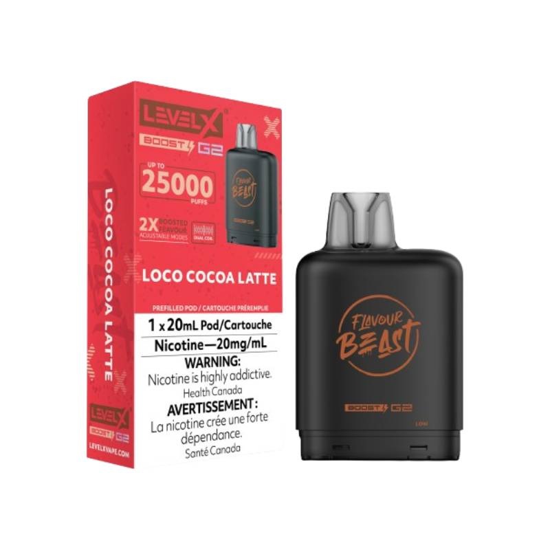 Level X Boost Flavour Beast G2 Pods – Loco Cocoa Latte, 25K Puffs